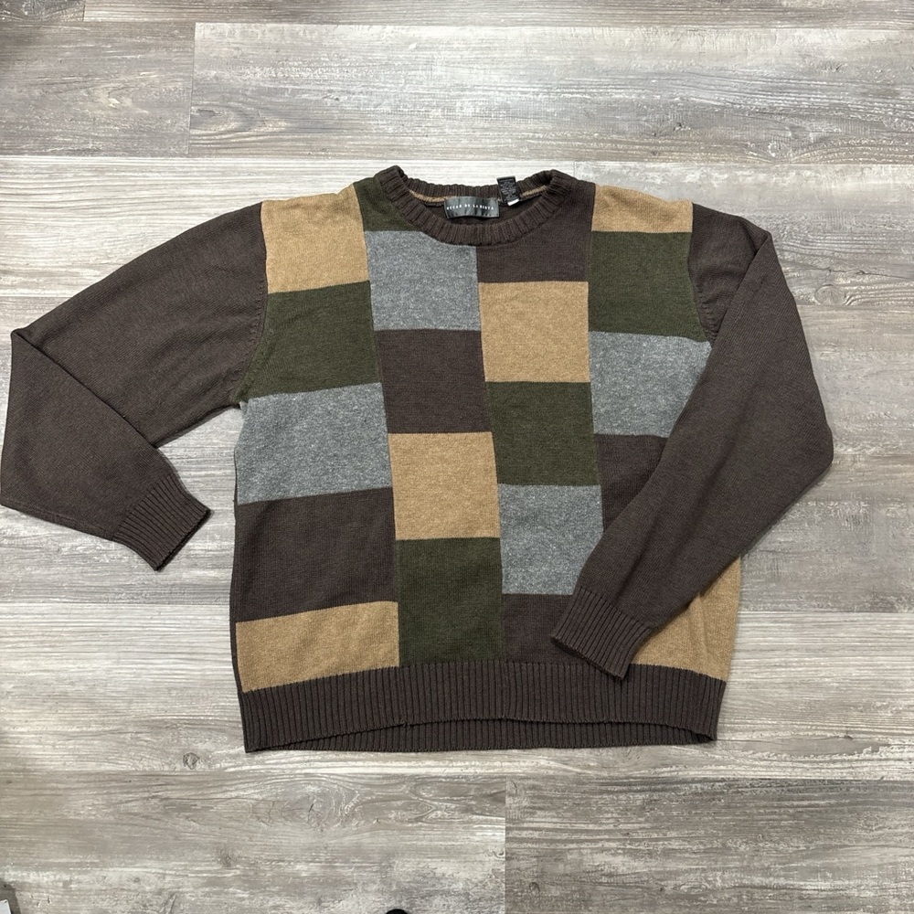 Men's Oscar De La Renta  Patchwork Sweater - Brown, Green, Gray